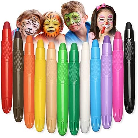 Marcadores de tinta kit de pintura de rosto para crianças Marcadores de corpo laváveis ​​12 cores pintura de face Crayons Kids Kit de pintura de rosto Kit não tóxico Kits de arte a granel para crianças 6-9 Belly Cast Kit Gravidez
