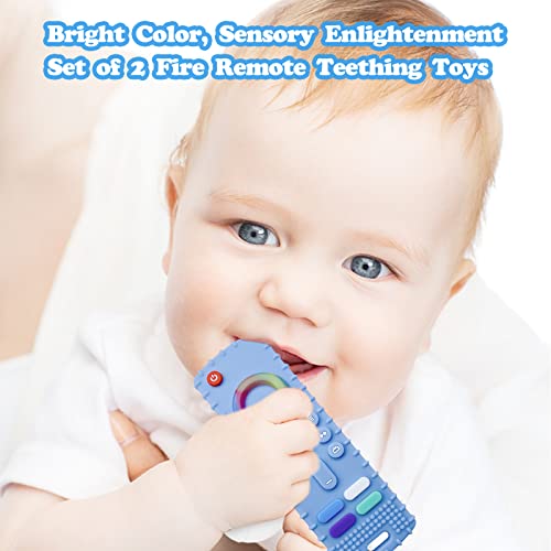 Ersihua 2-Pack Silicone Baby Toys de dentição, TV dentes remotos por 6-12-18 meses infantil, Fire Control Remote Shape Toddlers Silicone dentes, mastigam brinquedos para meninos e meninas