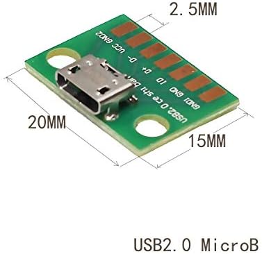 WLGQ USB 2.0 Micro B fêmea Soquete PCB Placa