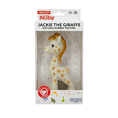 Nuby Jackie The Giraffe Super Soft Teether Toy com Squeaker, de borracha natural