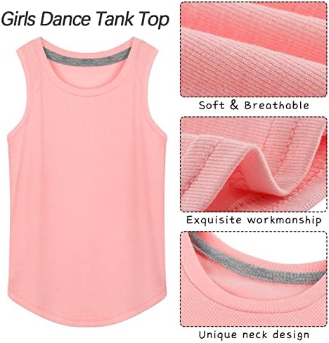 POROKA 5 Pack Girls Dance Tank Top Kids Tops Tops Tops sem mangas camisa camisa Racerback Tops sem mangas