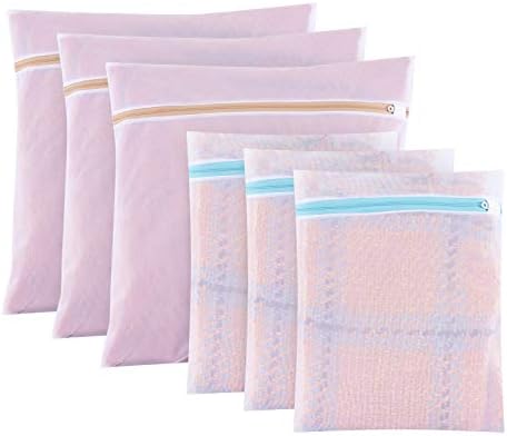 N/A Conjunto de 6 sacolas de lavanderia com zíper-3 sacolas grandes e 3 para lavanderia, blusa, meias, meia,
