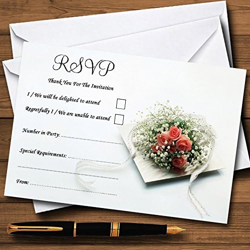 Cartões de RSVP personalizados de coral rosa de pêssego