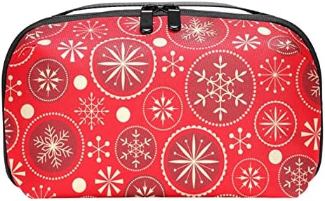 Red Christmas Snowflake Bolsa de maquiagem de zíper da bolsa Organizador cosmético para mulheres e meninas