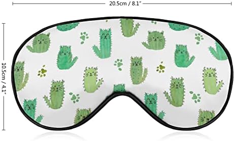 Cactus gatos patas máscara de olho impressa no sono tampa de olho macio com cinta ajustável Night Eyeshade de viagem para homens para homens mulheres