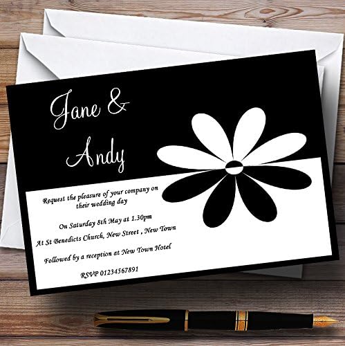 O card zoo preto e branco flor personalizada convites de recepção
