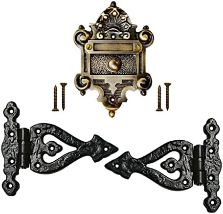 Botão da campainha AKATVA com conjunto de dobradiças - 2 peças portões de portão para cercas de madeira