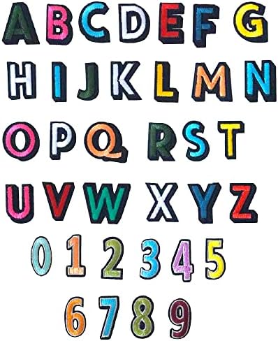 Harsgs 36 PCs ferro em números de letras patches, cores mistas de cores bordadas letras A-Z números 0-9, apliques para roupas, vestido, chapéu, jeans, acessórios de bricolage