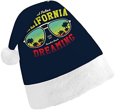 California Surfer Tee Graphic Christmas Hat para Cosplay de Festas de Férias de Ano Novo