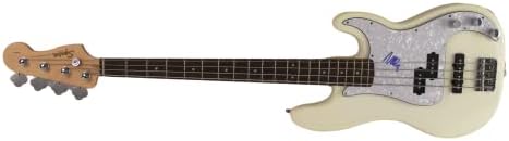 Nate Mendel assinou autógrafo em tamanho grande White Fender Electric Bass Guitar w/ James Spence JSA Autenticação