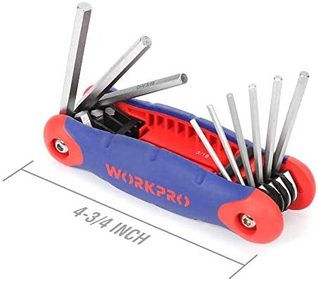 WorkPro W022005 Conjunto de chaves dobráveis, aço cromado-vanádio, endurecido e temperado,