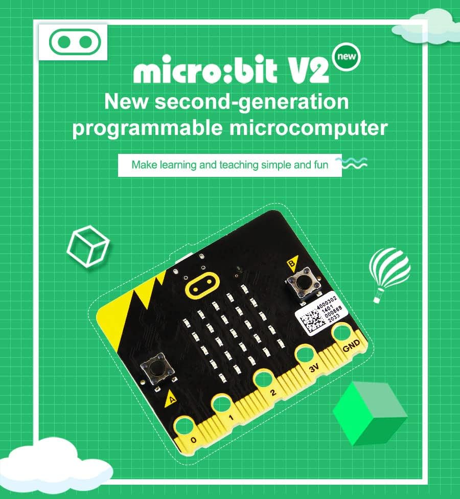 Youyeetoo BBC Micro: Bit v2.2 Conselho de Desenvolvimento, Kit de S -STEM de Aprendizagem de Programação para Educação para Adolescente, Projetos de DIY da Escola, Compatível com Microbit V1, Micropython