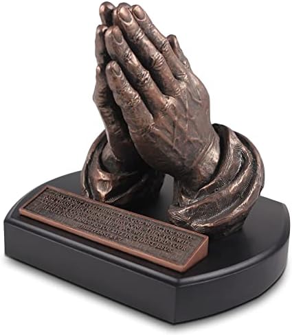 Lighthouse Christian Products Praying Hands Bronze Tom de Bronze 8,75 polegadas Escultura de Pedras de Resina