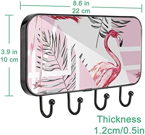 Ganchos de parede de Guerotkr, ganchos pendurados, ganchos pegajosos para pendurar, padrão de folhas de animais flamingo rosa