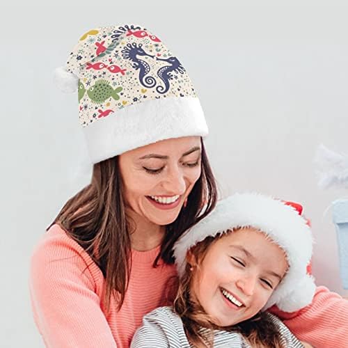 Linda peixe tropical chapéu de natal chapéu de santa para adultos unissex Comfortar Classic natal boné para férias de festa de natal