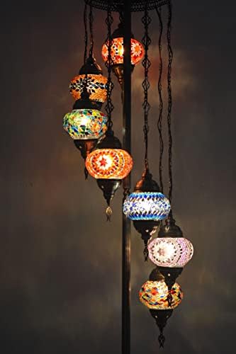 Lamodahome feito à mão, vidro de estilo Tiffany, lâmpada de piso em estilo otomano da lanterna turca/marroquina