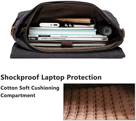 N/A Messenger Bag para homens resistentes à tela encerada de 15,6 polegadas Braço de ombro acolchoado de laptop