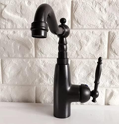 Apara de água giratória Tap de óleo esfregado de bronze preto Pia de cozinha única de orifício único e torneira da torneira da torneira da bacia