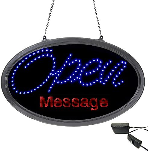 LED artístico LED Open Sign com Mensagem de LED de rolagem programável WiFi, pendurado, preto/azul/vermelho