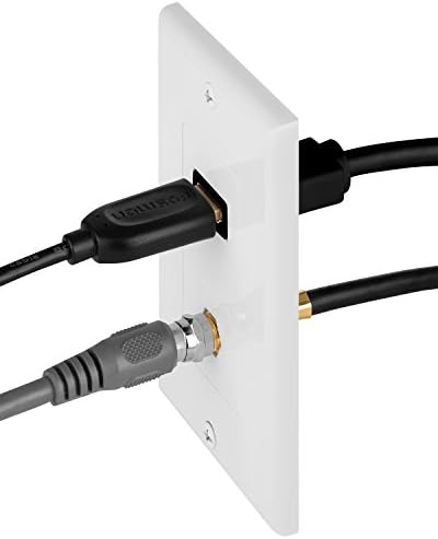 Placa de parede HDMI 4K Fosmon, cabo de cabo HDMI de 1 porta com Ethernet + Coaxial TV F Connector, capa de placa frontal de saída única para HDTV, home theater, DVD, Xbox, PS3/PS4, Nintendo Switch - 2 pacote