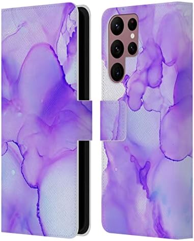 Projetos de capa principal licenciados oficialmente haroulita álcool pintando 1 Ultra Violet Ink Leather Livro da carteira de carteira compatível com Samsung Galaxy S22 Ultra 5G