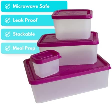 Pacote de 4 recipientes de almoço reutilizáveis ​​com tampas - se encaixa em sacolas e caixas de bento, cofre