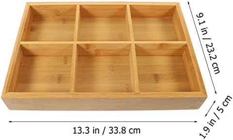 Bandeja de servir de madeira upkoch com 6 compartimentos divididos pratos alimentares quadrados lanches lanches