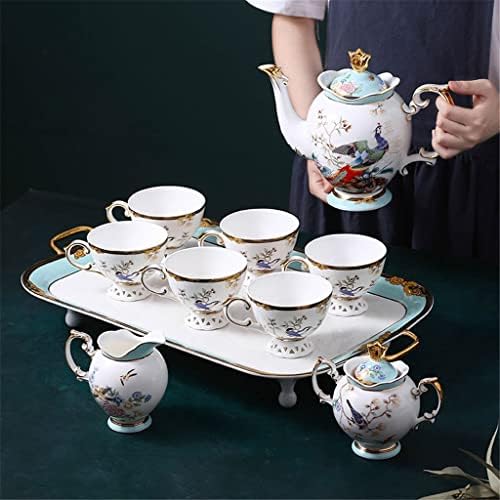 Conjunto de chá da tarde de estilo chinês DNATS, bule de chá, conjunto nacional de feng shui, xícara de café da China Bone com bandeja, presente de inauguração de casa