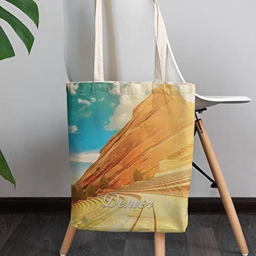 Denver Canvas Bag City View Market Tote Tote Bag for Everyday Use Tote Sagas para Mulheres Shopping School