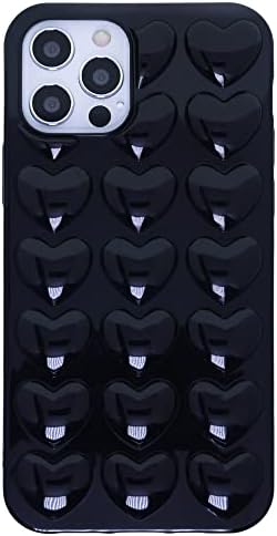 DMAOS iPhone 12 Pro/iPhone 12 Caso para mulheres, capa de gel Kawaii de coração de bolha pop 3D, fofo feminino para