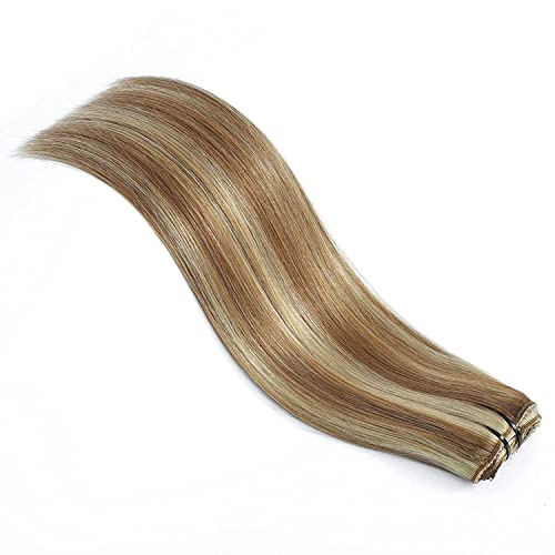 Extensões de cabelo Clipe de cabelos humanos castanho marrom misto de cabelo natural 14 polegadas