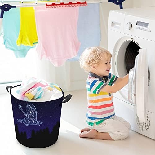 Virgo Zodiac Constellation Laundry Basket com alças redondas de cesta de armazenamento de lavanderia