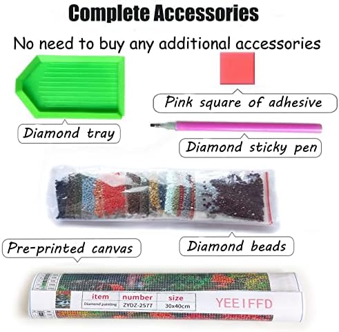 Kits de pintura de diamante 5D de Yeeiffd para crianças adultos, broca redonda diamante cross crot artes artesan