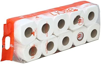 Rolo de papel higiênico Liora 10 em 1 3ply, total 10 rolos, tecidos moles | Fácil de usar | Todos os tipos de dispensador compatíveis